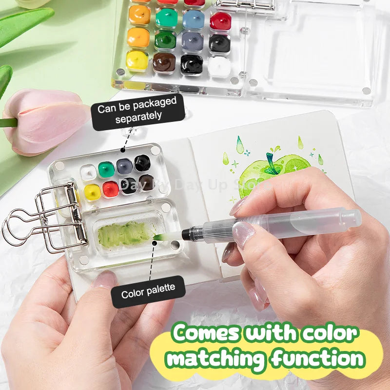 Mini Pocket Watercolor Palette - Travel Paint Set for Artists