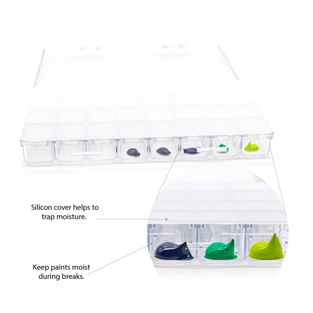 ArtSecret 32-Well Airtight Paint Storage Palette - Stay Wet System