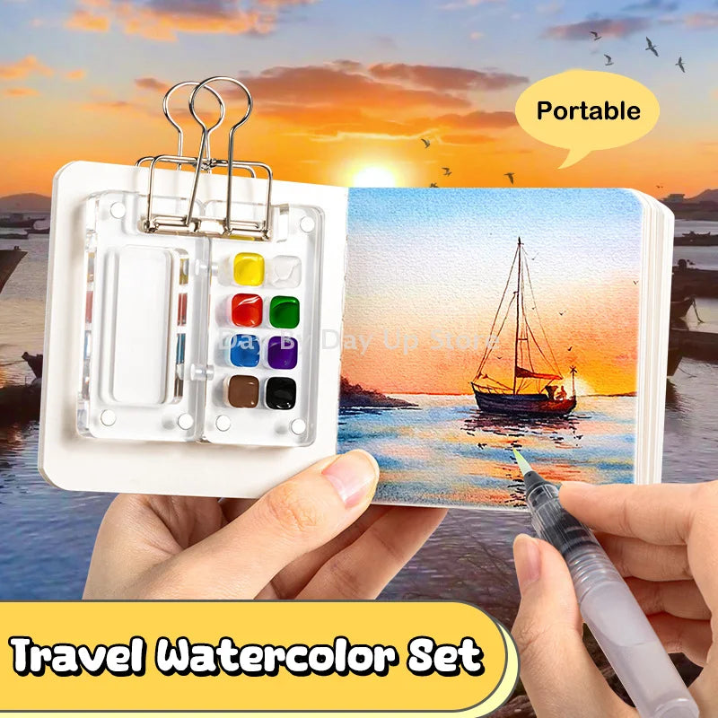 Mini Pocket Watercolor Palette - Travel Paint Set for Artists