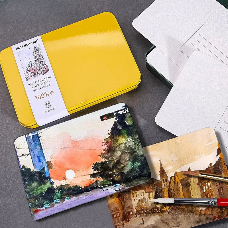 Cotton Watercolor Paper Postcard Set - 300g Travel Sketchbook